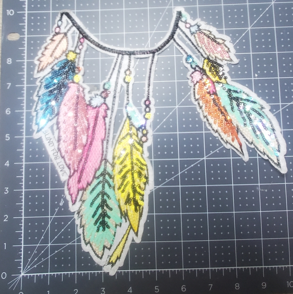 Colorful feather Sequins iron on patch
